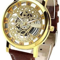 Unique Gold Dial Leather Analog Watch - for Men